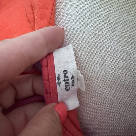 Entro Orange Ruffled Peplum Blouse. Size Small - Picture 3 of 12